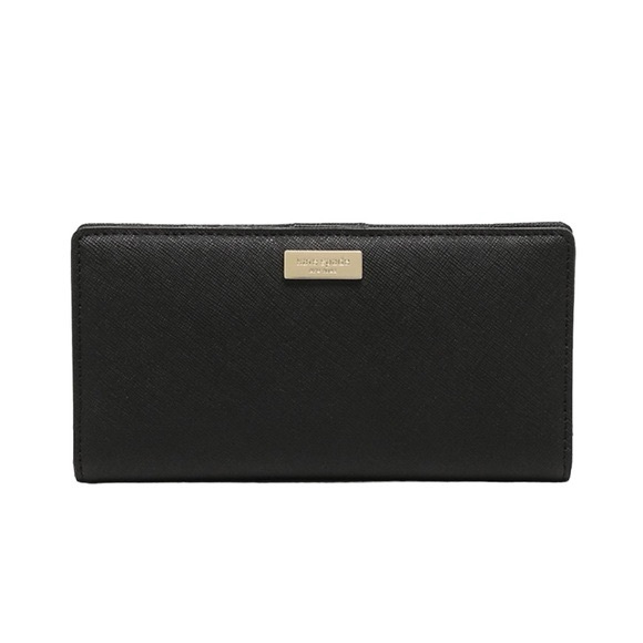 Kate Spade Staci Large Slim Bifold Wallet Black Textured Leather (NWT) - Picture 1 of 3